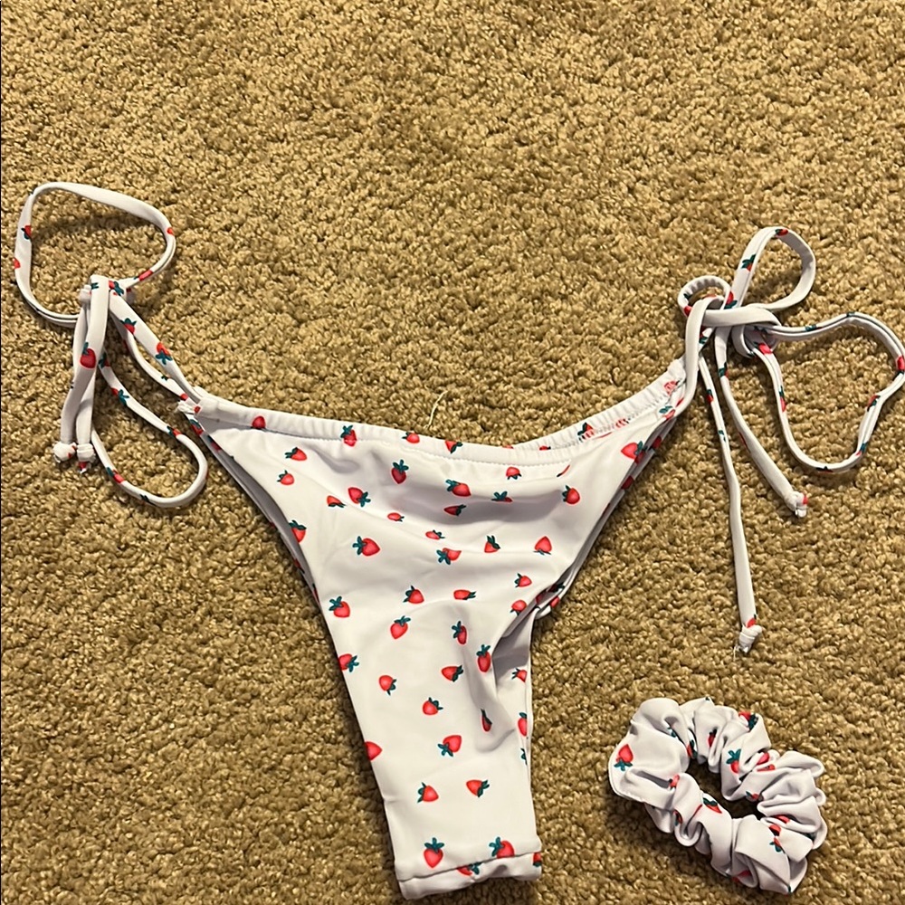White Bikini Bottom with Fruit Print